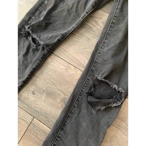 AEO 10” Super High-Rise 24x26 Distressed Jeggings Charcoal Size 0 Short - Picture 7 of 7
